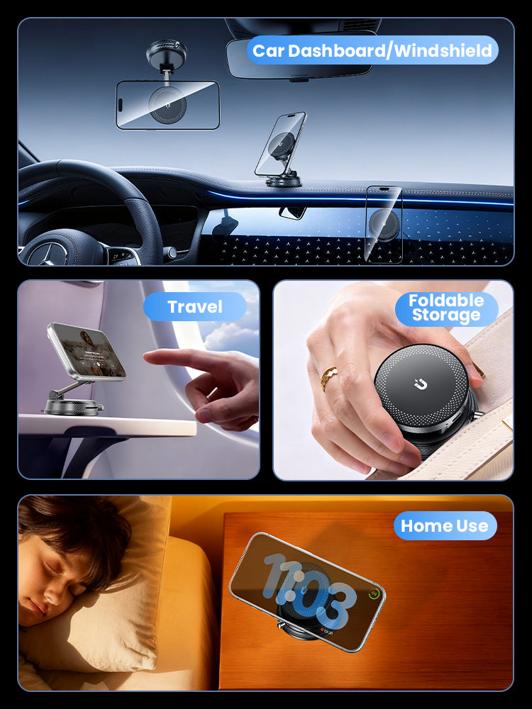Raven Orbit: A14 Pro MagSafe Vacuum Car Mount - 15W Fast Charging & N52 Magnet