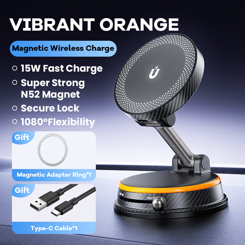 Raven Orbit: A14 Pro MagSafe Vacuum Car Mount - 15W Fast Charging & N52 Magnet