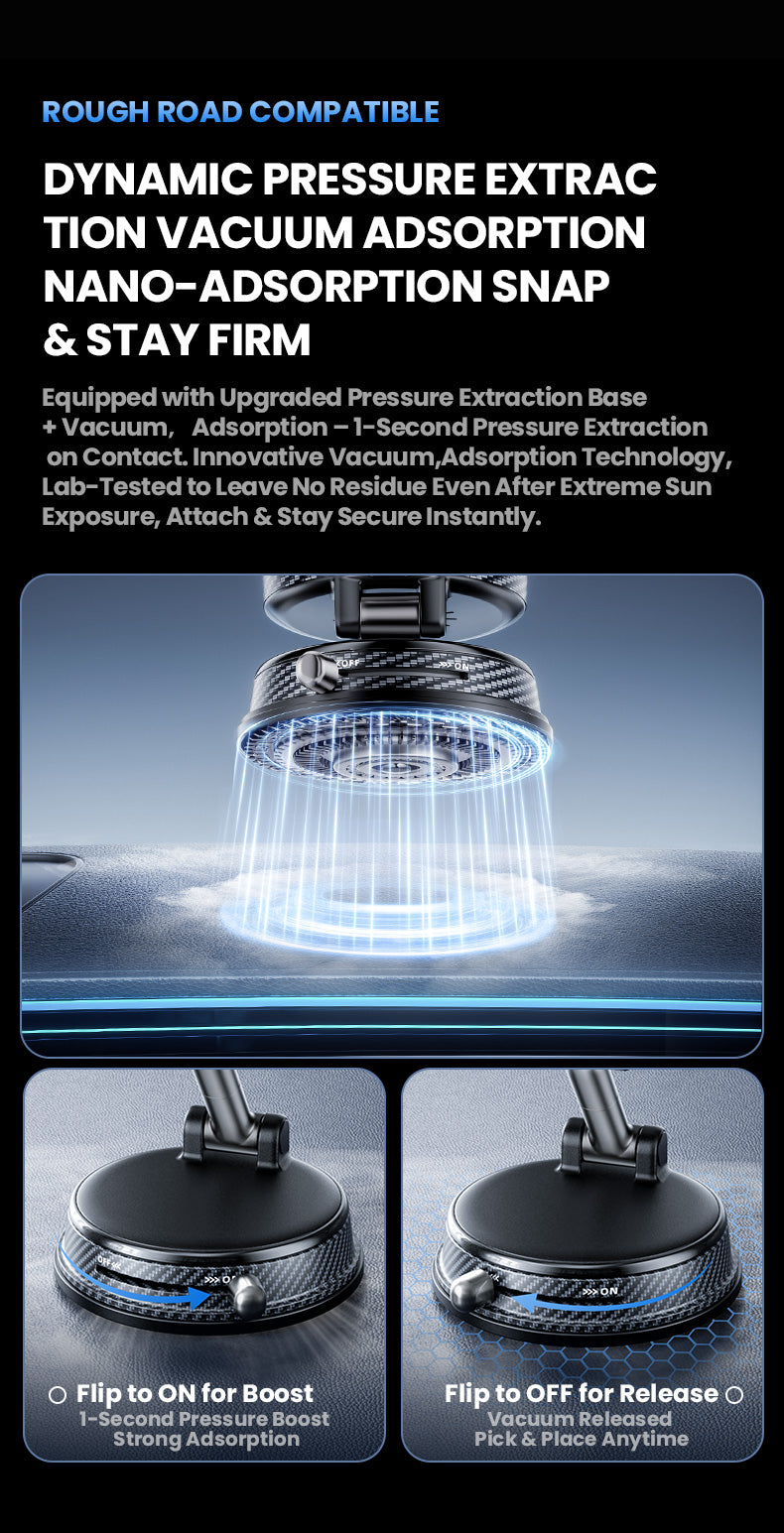 Raven Orbit: A14 Pro MagSafe Vacuum Car Mount - 15W Fast Charging & N52 Magnet