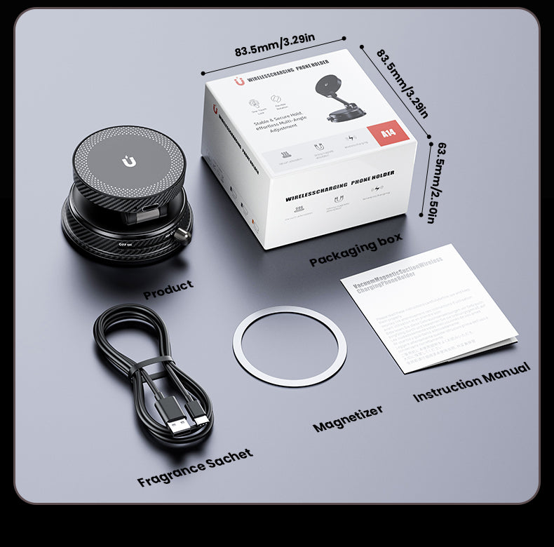 Raven Orbit: A14 Pro MagSafe Vacuum Car Mount - 15W Fast Charging & N52 Magnet